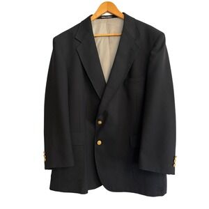 American Craftsmen 50R Black Blazer Gold Crest Buttons Made in USA Sport Coat